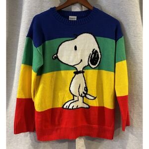 Snoopy Colorblock Stripe Crew Neck Sweater Peanuts Size Medium